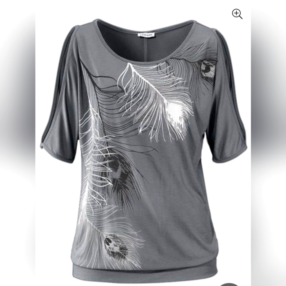 Feather Cold-Shoulder Tee